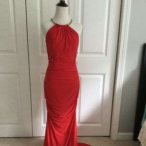 NWT red stretch fitted prom dress sz 4